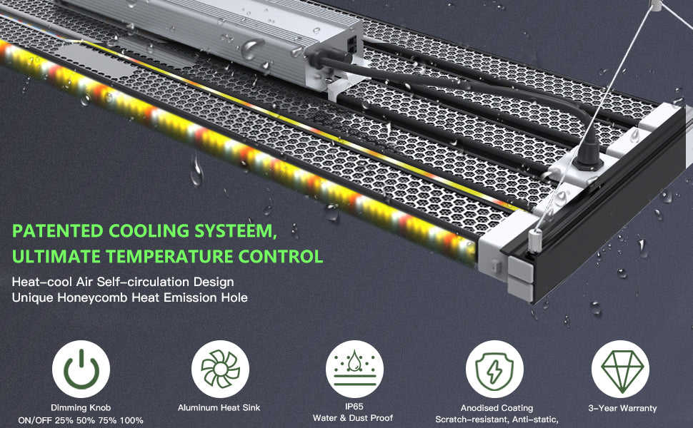 Stretchable LED Grow Lights 730W Full Spectrum Lamp For Indoor/Tent Use (730W Black)