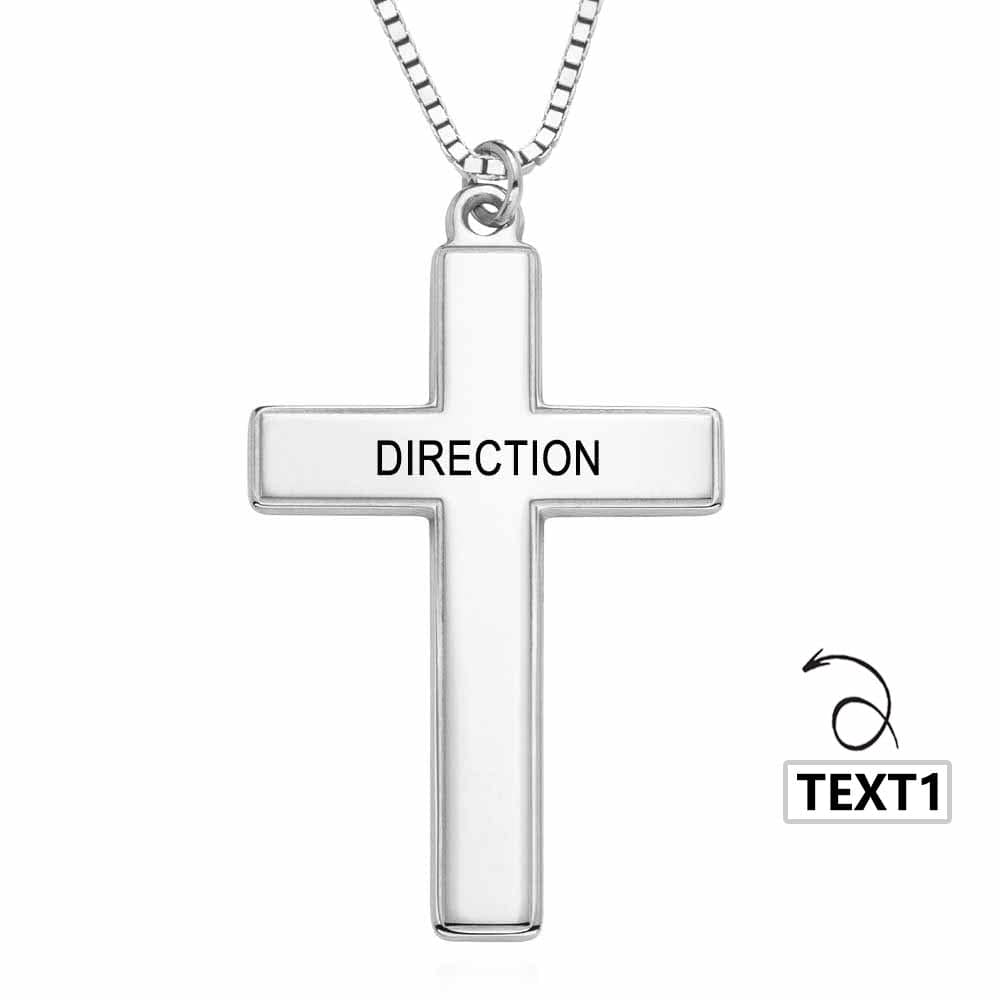 Custom Text Cross Necklace - Personalized Silver Name Necklace for Mother's Day Gift