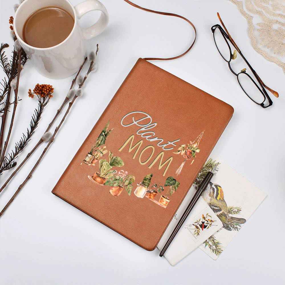 Boho Plant Lover Leather Journal - Unique Birthday or Christmas Gift