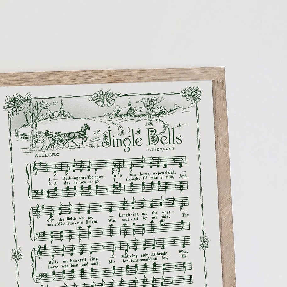 Jingle Bells Printable Vintage Sheet Music | Christmas Carol Hymn Collection for Holiday Decor