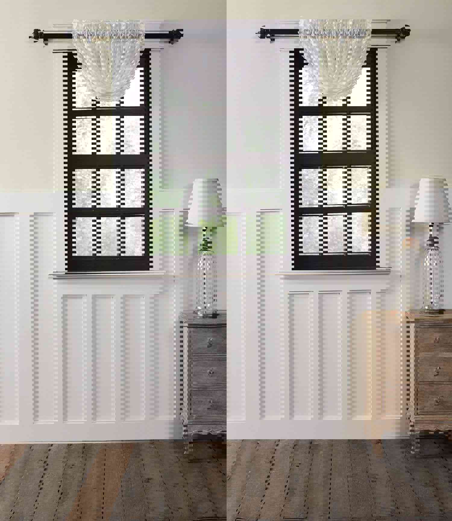 White Ruffled Sheer Balloon Valance