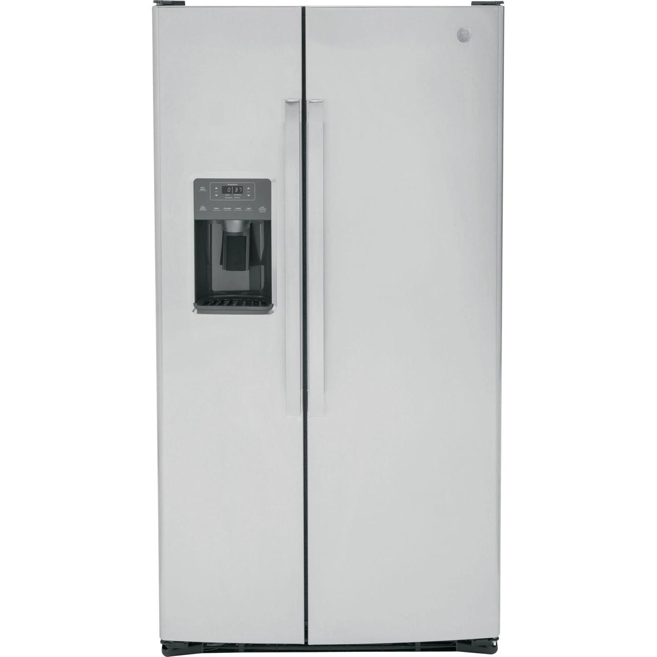GE 36-inch, 25.3 cu. ft. Side-by-Side Refrigerator with Water and Ice Dispenser GSS25GYPFS