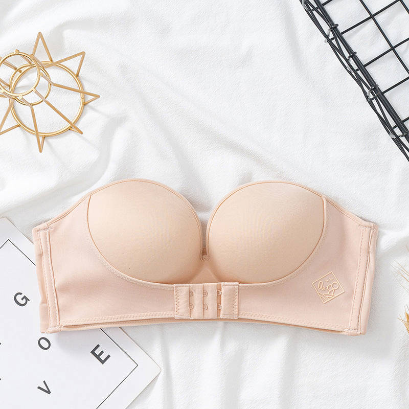 LauraCollection® Front Buckle Strapless Wireless Push Up Bra [BUY 1 GET 2 FREE] - BEIGE