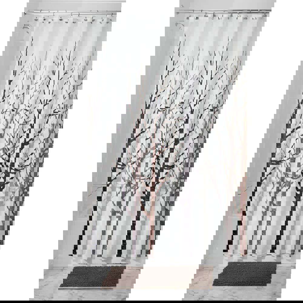 iDesign Forest Shower Curtain - Gray/Black
