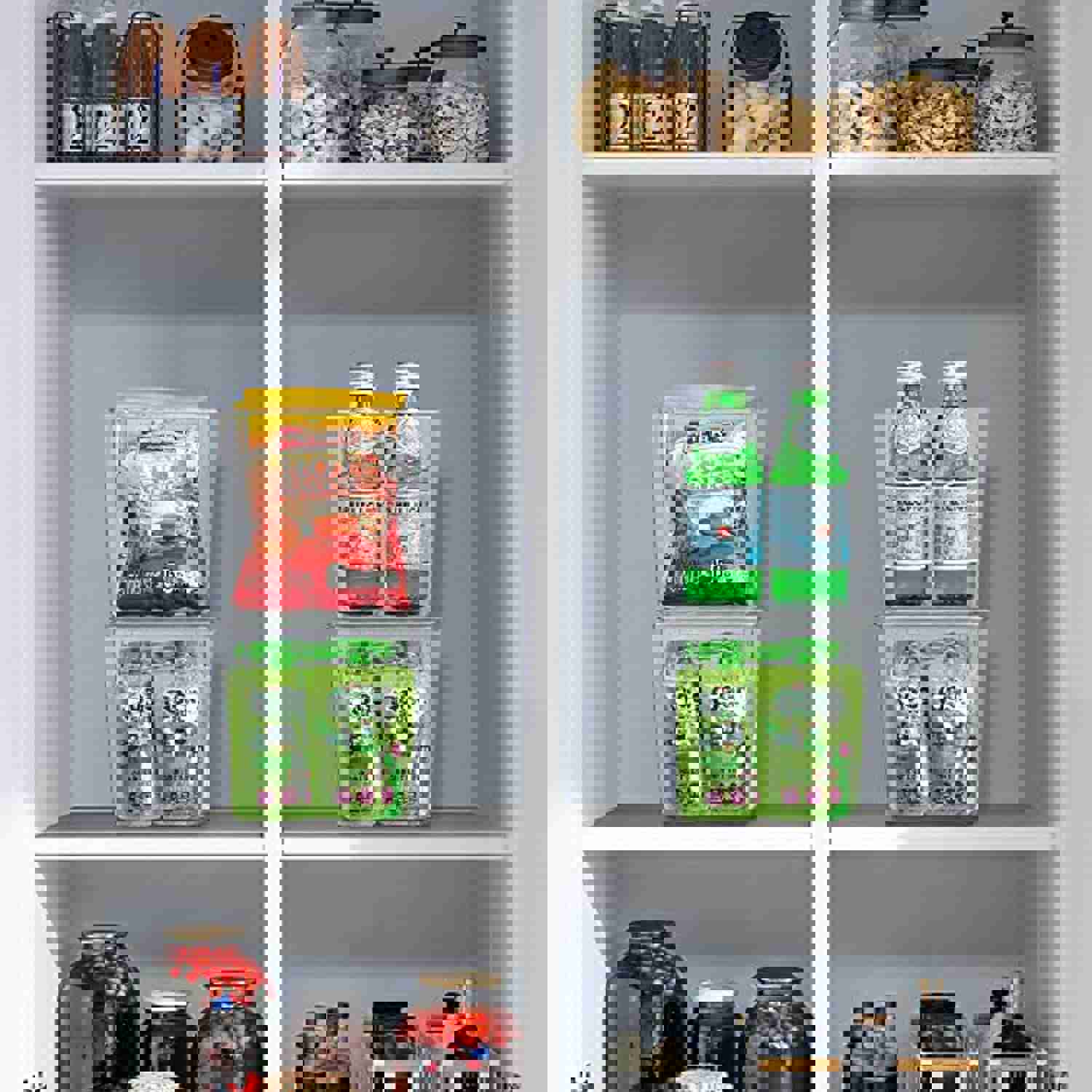 HERKKA 4 Stackable Plastic Storage Bins with Lid - Clear Pantry Organizers for Kitchen, Fridge, Bathroom & More