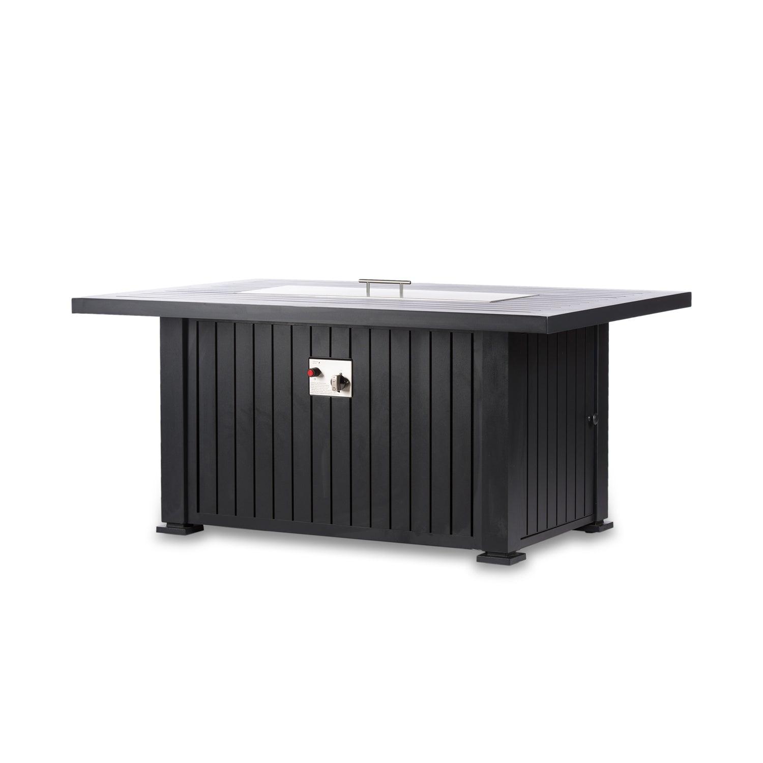 Moda Furnishings 52" Rectangle AL Fire Pit Table with Black Legs