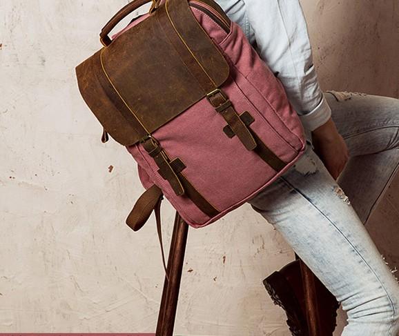 Cool Men's Canvas Leather Travel Backpack - Durable School Bag for Men