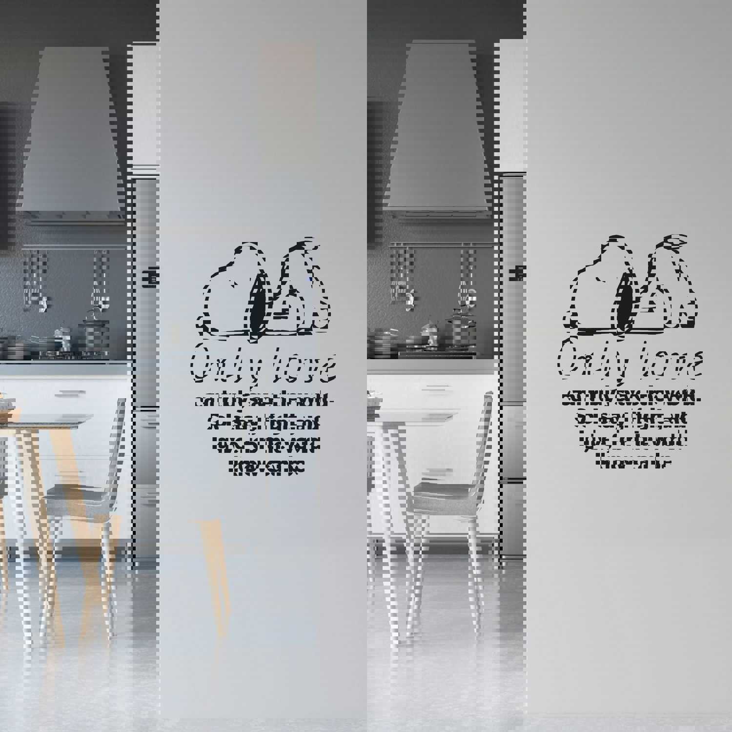 Snoopy Vinyl Wall Art Sticker Decal - Only Love Can Truly Save The World