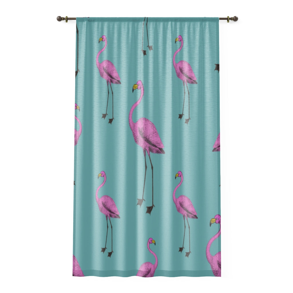 FLAMINGOS & TEAL - SHEER Window Curtain