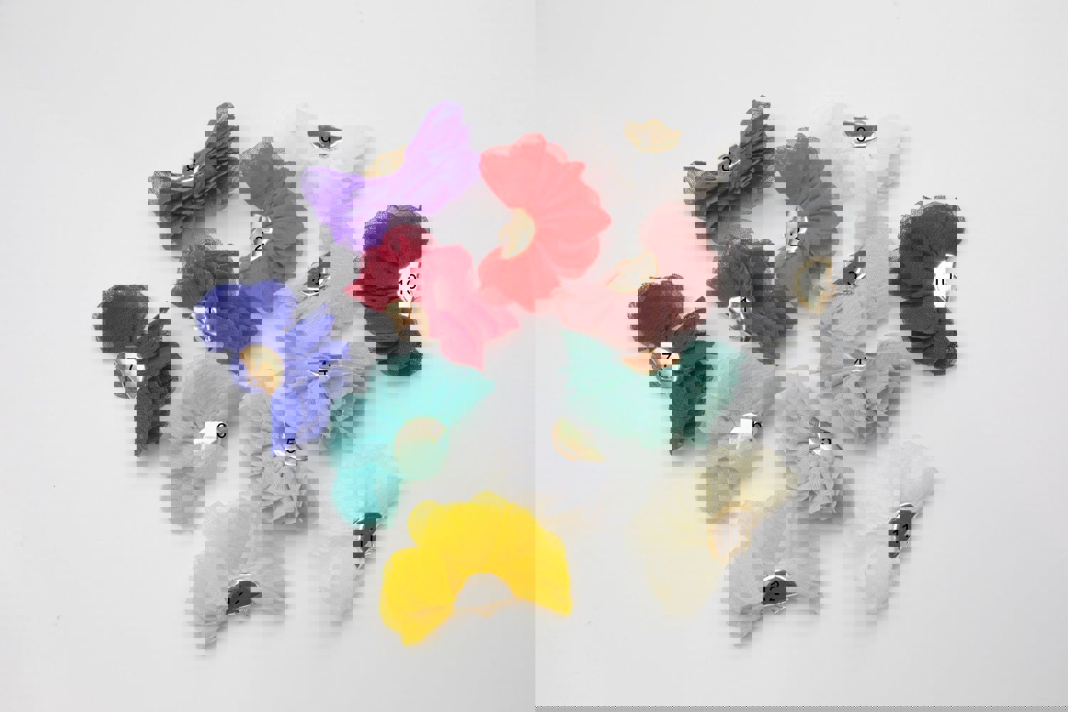 New Colors! BEAUTIFUL Ruffled Fan Tassels on Brass Findings - 2 Pairs per Order (1x1.5 inches)