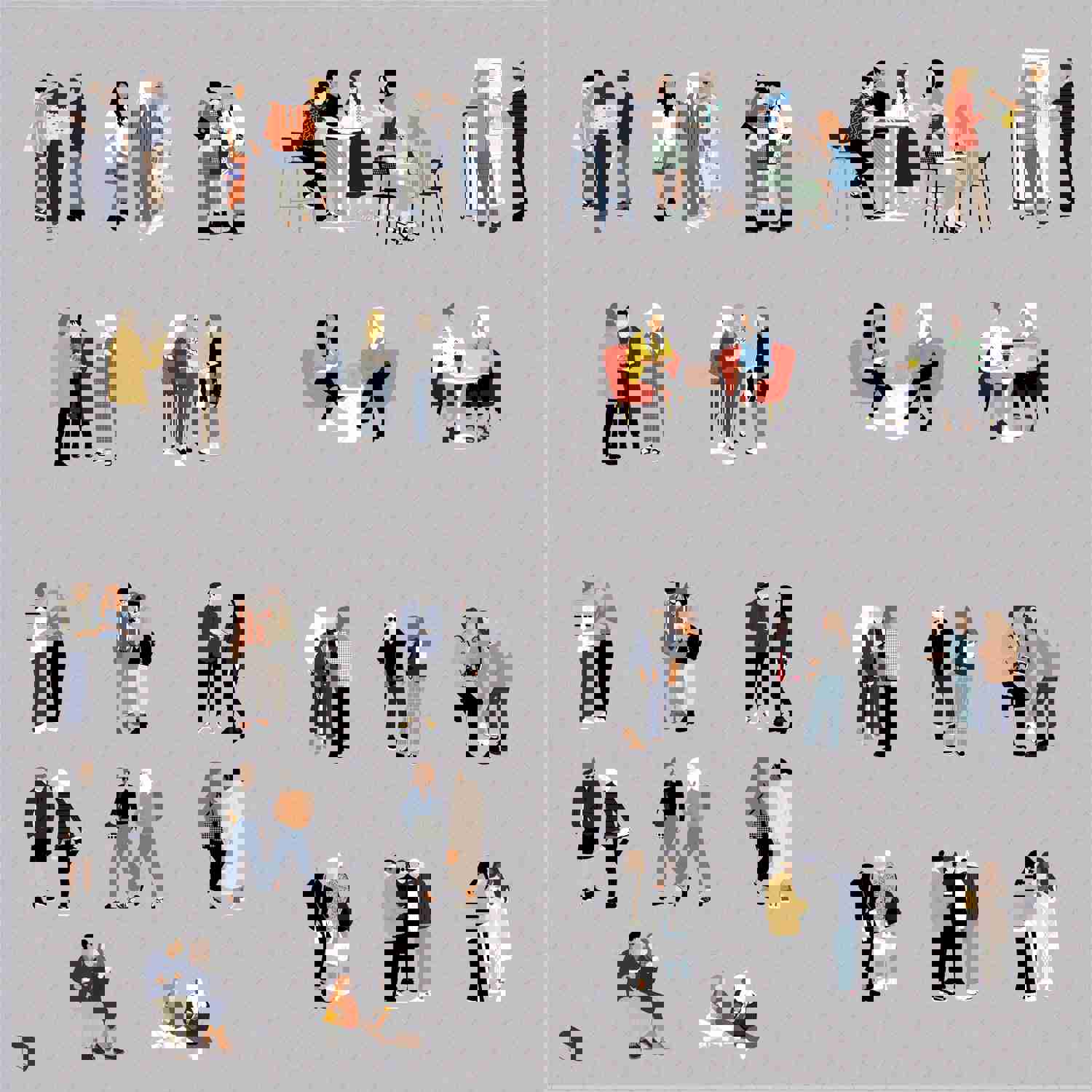Flat Vector Groups 1-8 Bundle - 120 Silhouettes for Design Projects
