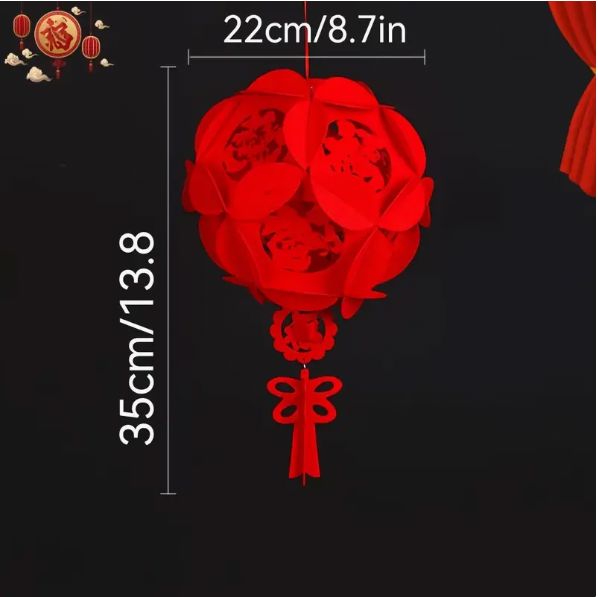 Chinese Spring Festival Red Lantern, DIY Handmade Fuzi Palace Lantern for New Year Decoration