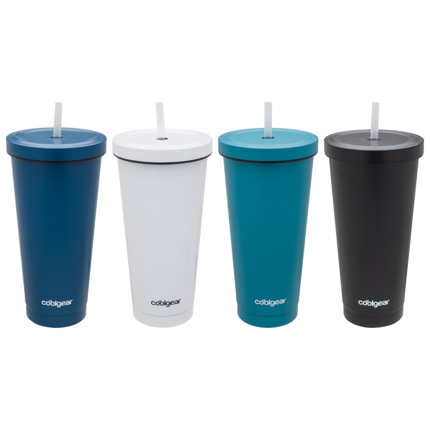 Cool Gear 4-Pack 25 oz Tauton Insulated Stainless Steel Tumblers with Twist Top and Reusable Straw