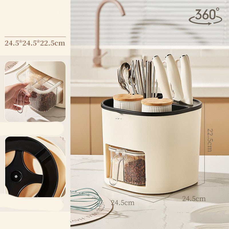 360° Rotating Multifunctional Kitchen Storage Holder for Cutlery and Spices
