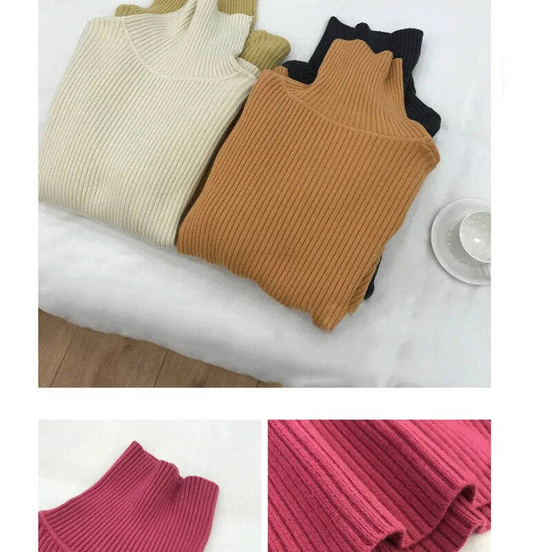 Nukty Turtleneck Knitted Women Sweater - Streetwear Long Sleeve Pullover