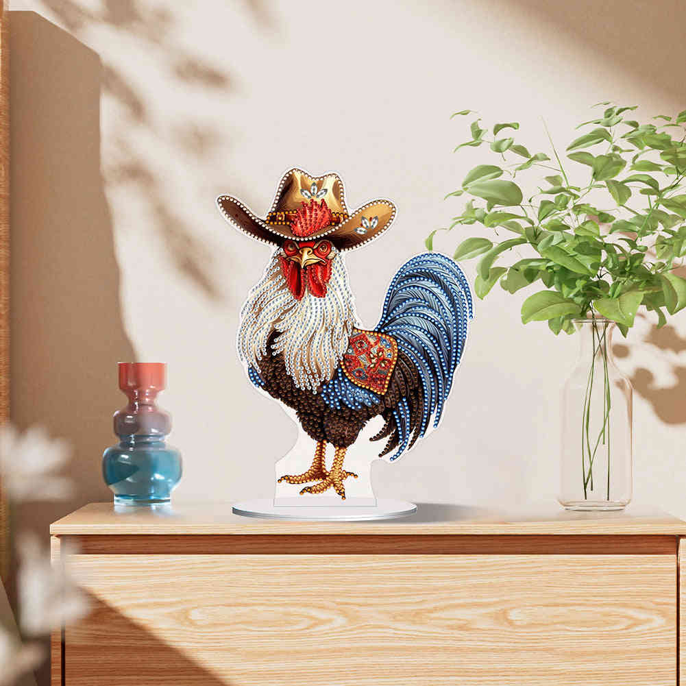 Special Shape Rooster Desktop Diamond Painting Art for Office & Home Decor