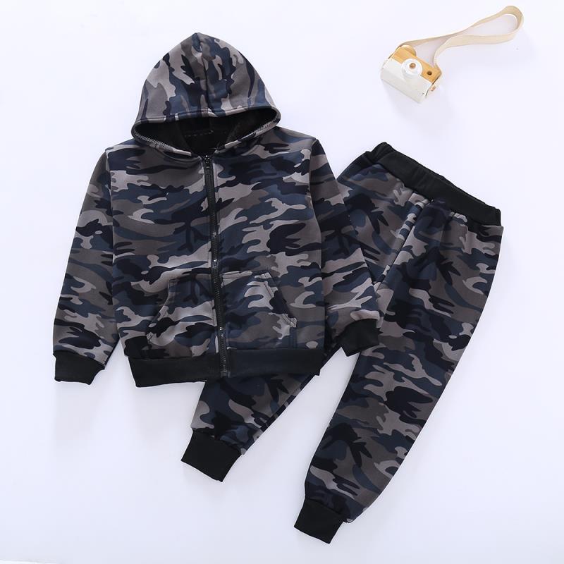 IENENS Winter Boys Girls Warm Military Camouflage Hooded Coat & Pants Set