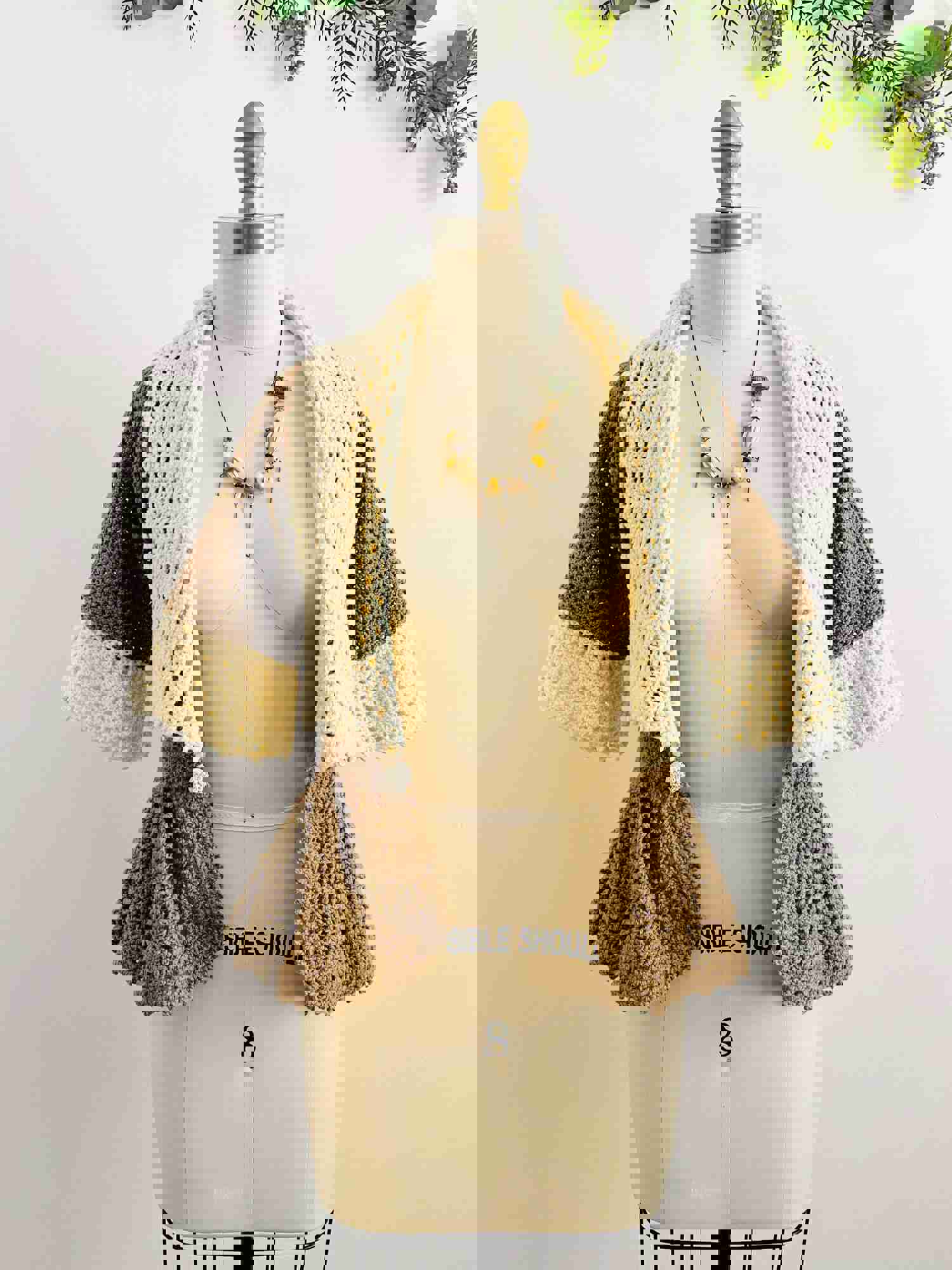 Vintage 1930s Knitted Cardigan Crochet Jacket with Rhinestone Button