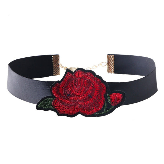 Bohemian Boho Printed Flower Choker Necklace for Women - Fashion Steampunk Maxi Necklace