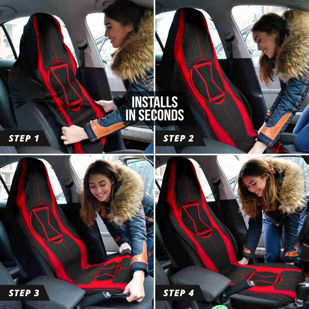 Black Widow Natasha Custom Car Seat Covers - High-Quality Polyester Micro-Fiber
