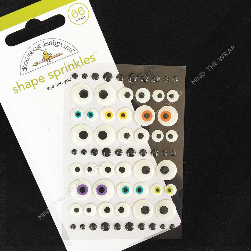 NEW Halloween Spooky Eyes 3-D Enamel Stickers - Doodlebug Design Eye See You Sprinkles - 66 pieces Glossy Dimensional Embellishments