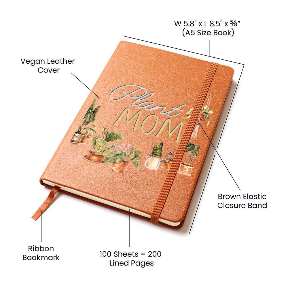 Boho Plant Lover Leather Journal - Unique Birthday or Christmas Gift