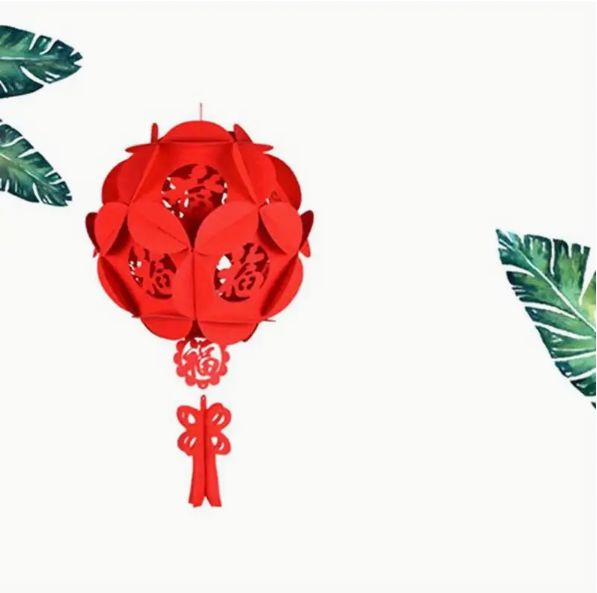 Chinese Spring Festival Red Lantern, DIY Handmade Fuzi Palace Lantern for New Year Decoration