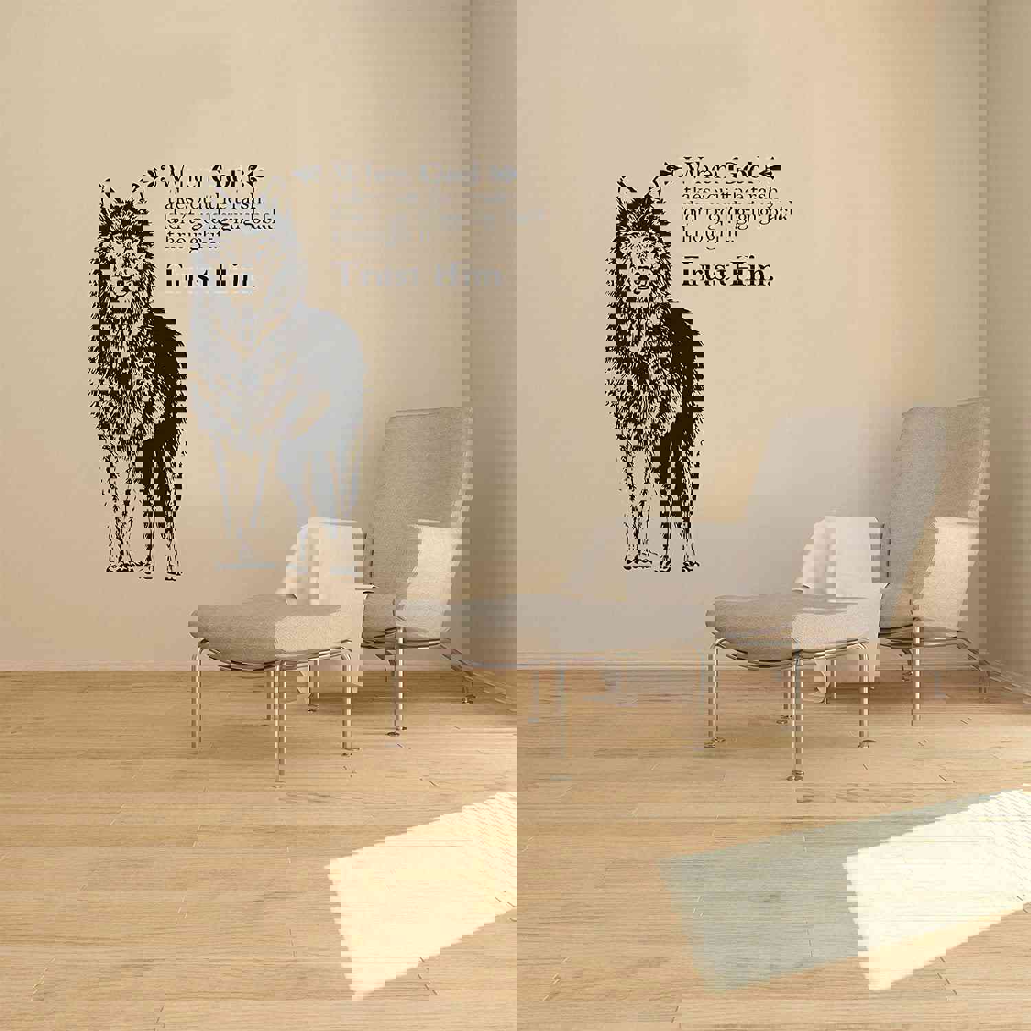 Animal Life Quote Vinyl Wall Sticker Decal - Trust Him God Wolf Motivation Quote
