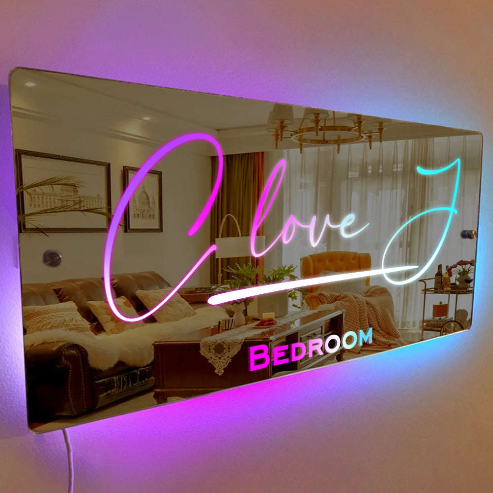 Personalized LED Name Mirror - Custom Wall Art for Anniversary & Birthday Gifts