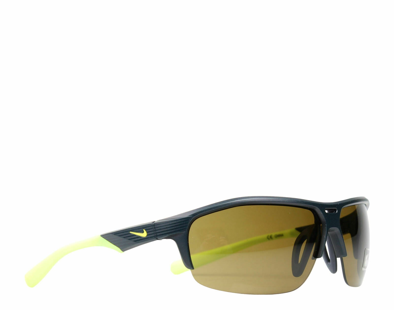 Nike Run X2 R Mens Matte Obsidian/Volt Semi-Rimless Sport Sunglasses