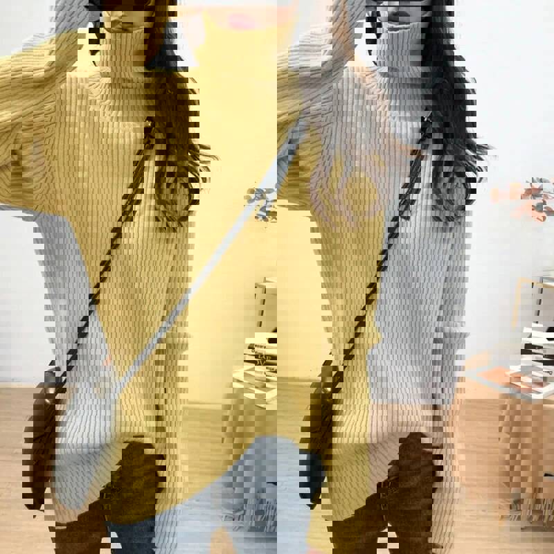 Nukty Turtleneck Knitted Women Sweater - Streetwear Long Sleeve Pullover