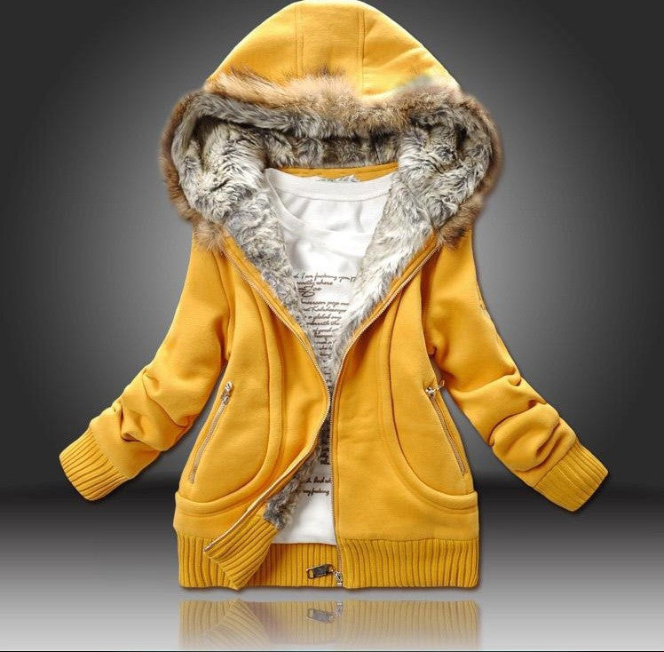 Women's Winter Coat with Fur Hood - Plus Size