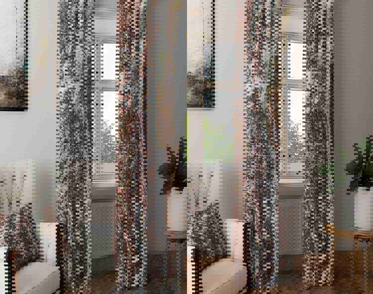 Brown Earth Tone Agate Window Curtains | Lined and Unlined Curtains | Valance