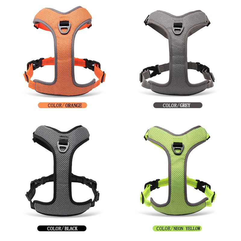 Reflective Adjustable Dog Harness with Handle for Safe Walks and Car Travel