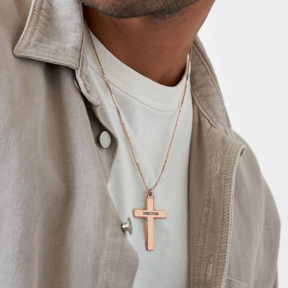 Custom Text Cross Necklace - Personalized Silver Name Necklace for Mother's Day Gift