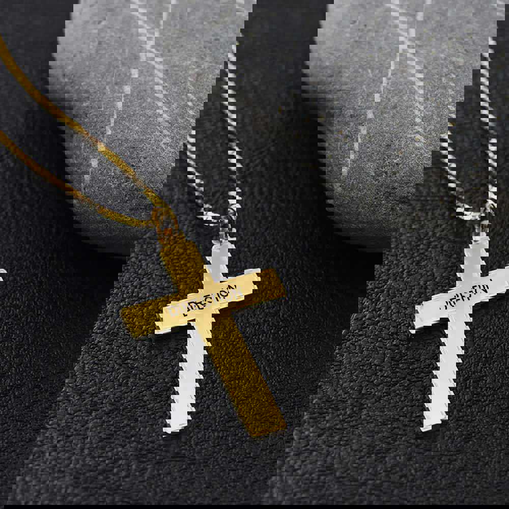 Custom Text Cross Necklace - Personalized Silver Name Necklace for Mother's Day Gift