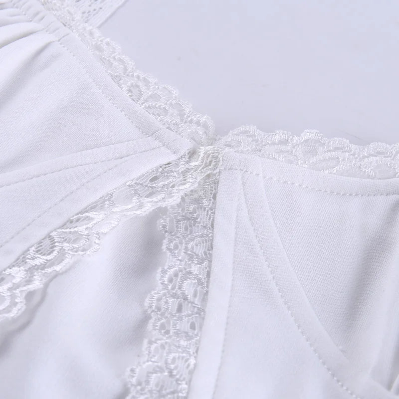 Nukty White Lace Backless Women Sleeveless Tops - Sexy Summer Camisoles