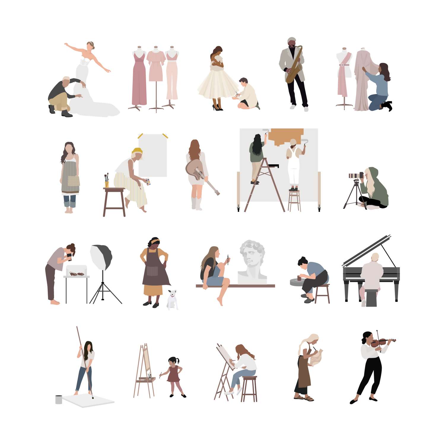 Art and Crafts People Cutout Pack for Creative Design