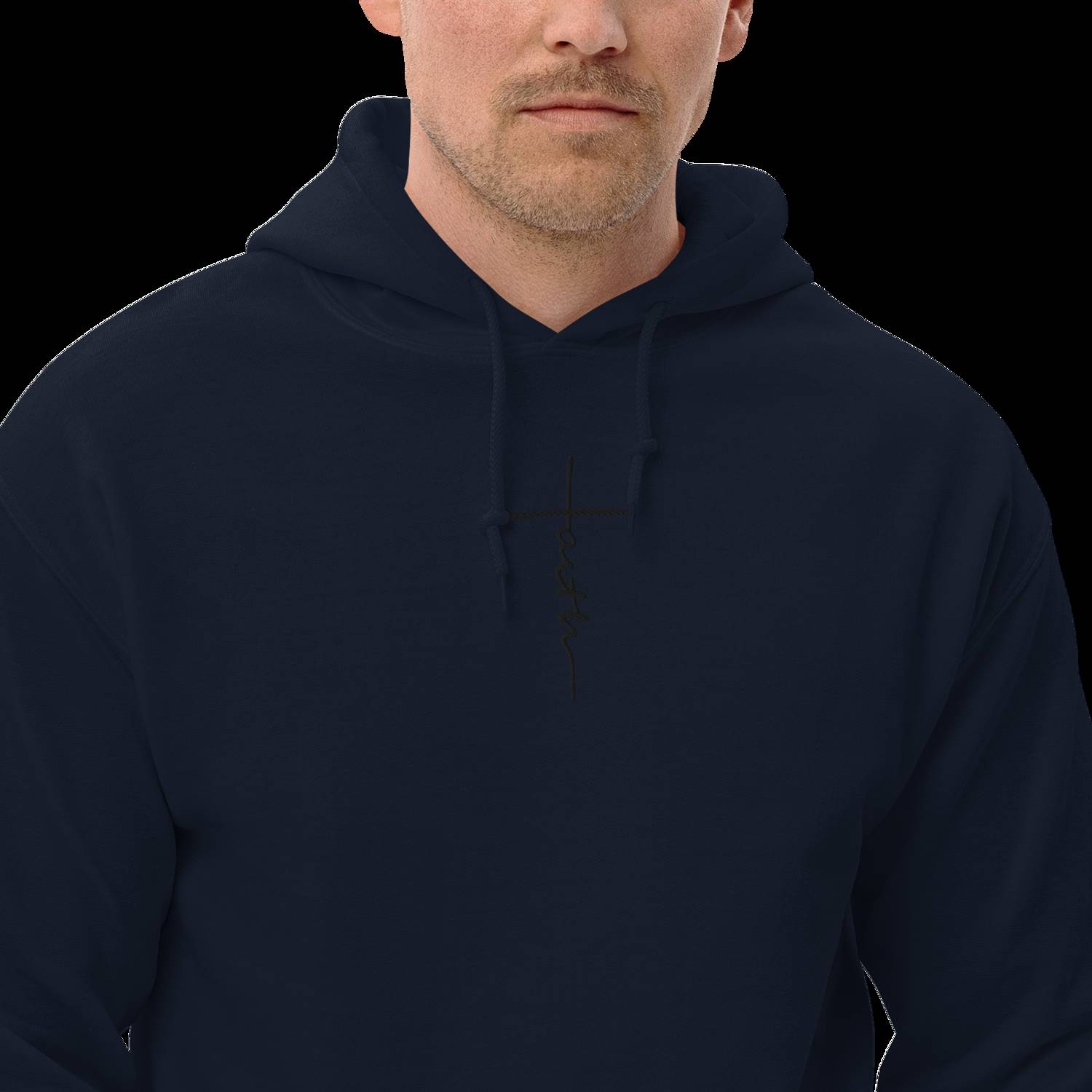 FAITH CROSS Black Stitch (Hebrews 11:1) - EMBROIDERY Unisex Hoodie