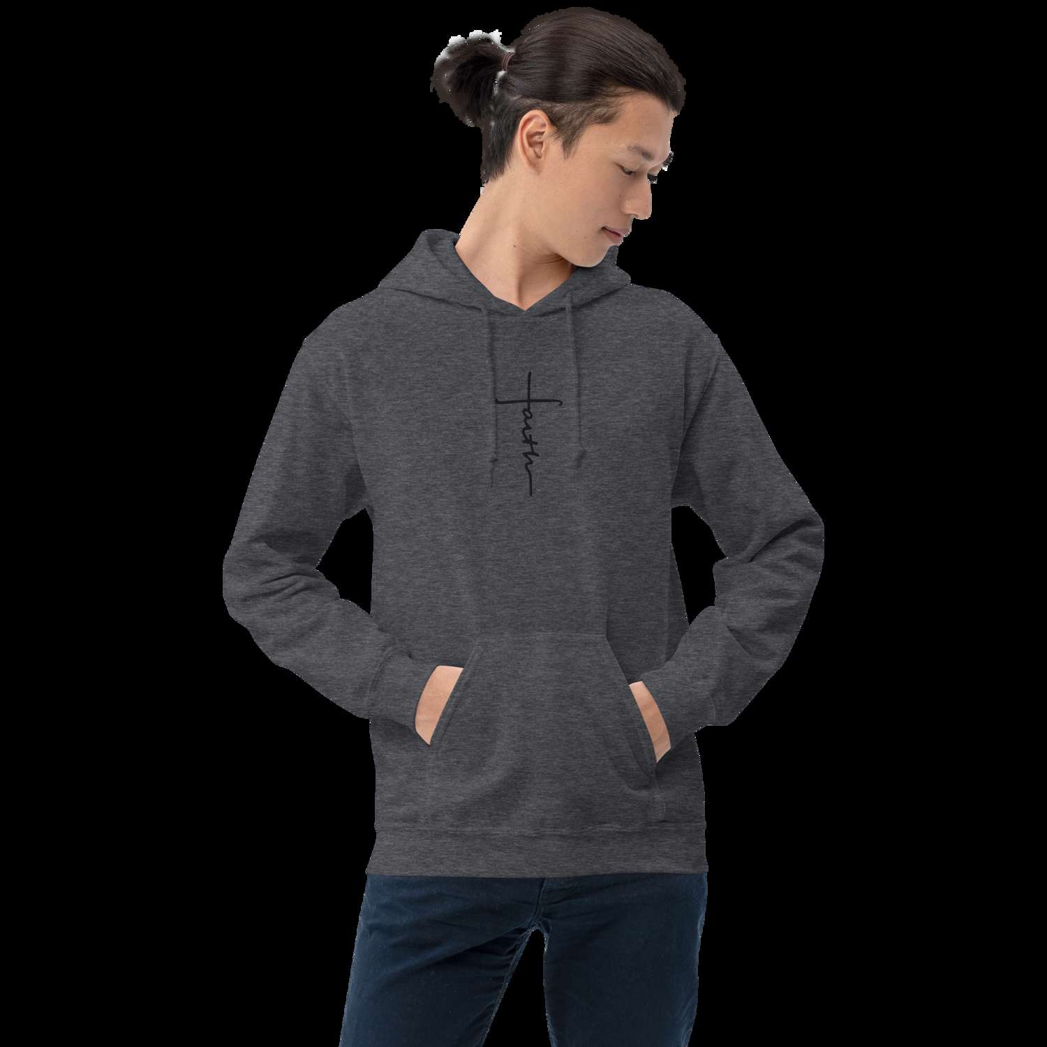 FAITH CROSS Black Stitch (Hebrews 11:1) - EMBROIDERY Unisex Hoodie