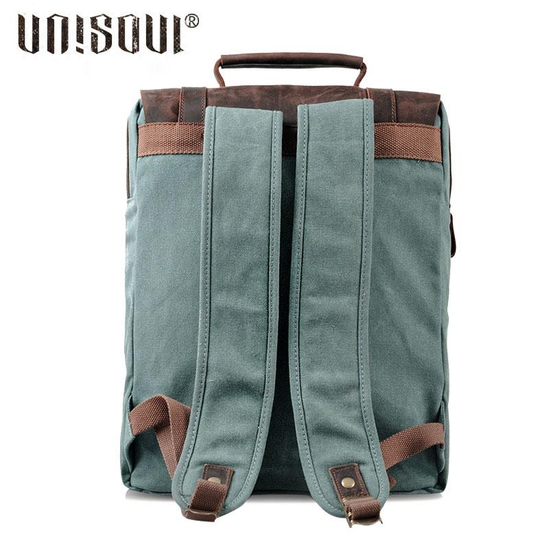 Cool Men's Canvas Leather Travel Backpack - Durable School Bag for Men