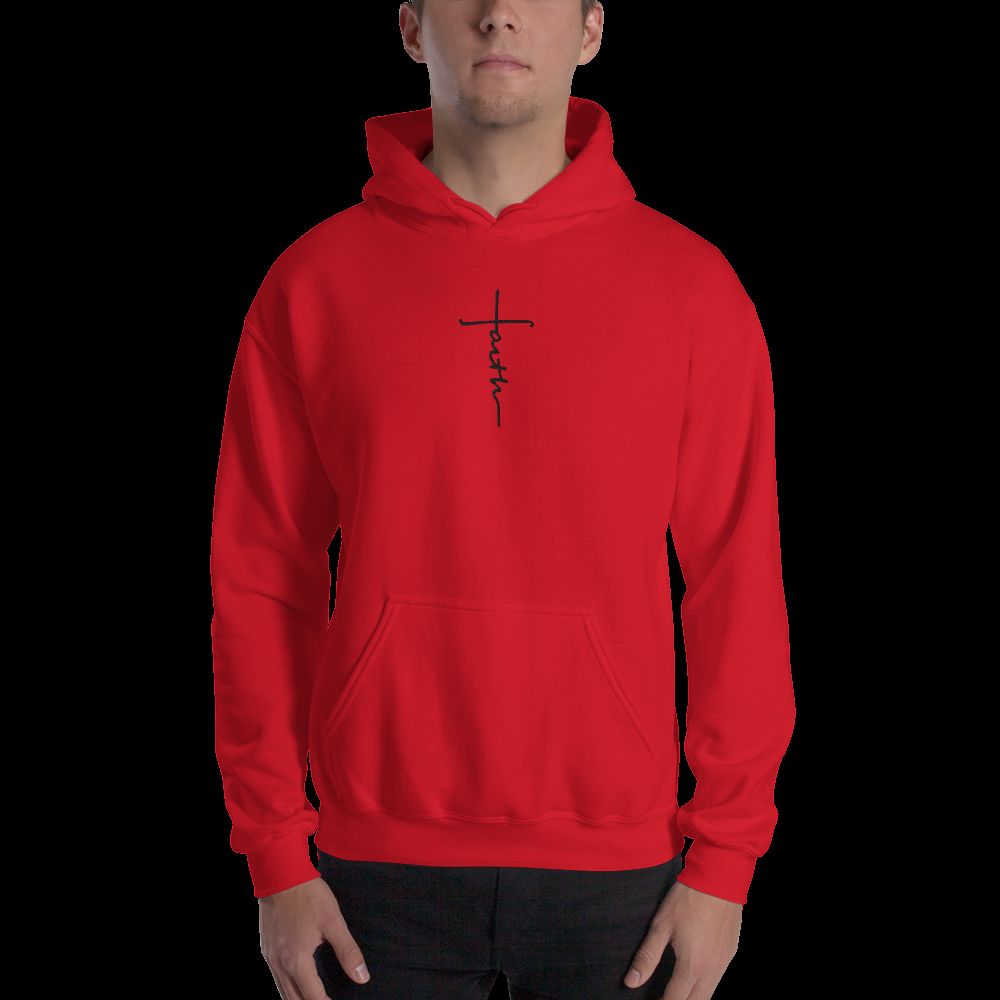 FAITH CROSS Black Stitch (Hebrews 11:1) - EMBROIDERY Unisex Hoodie