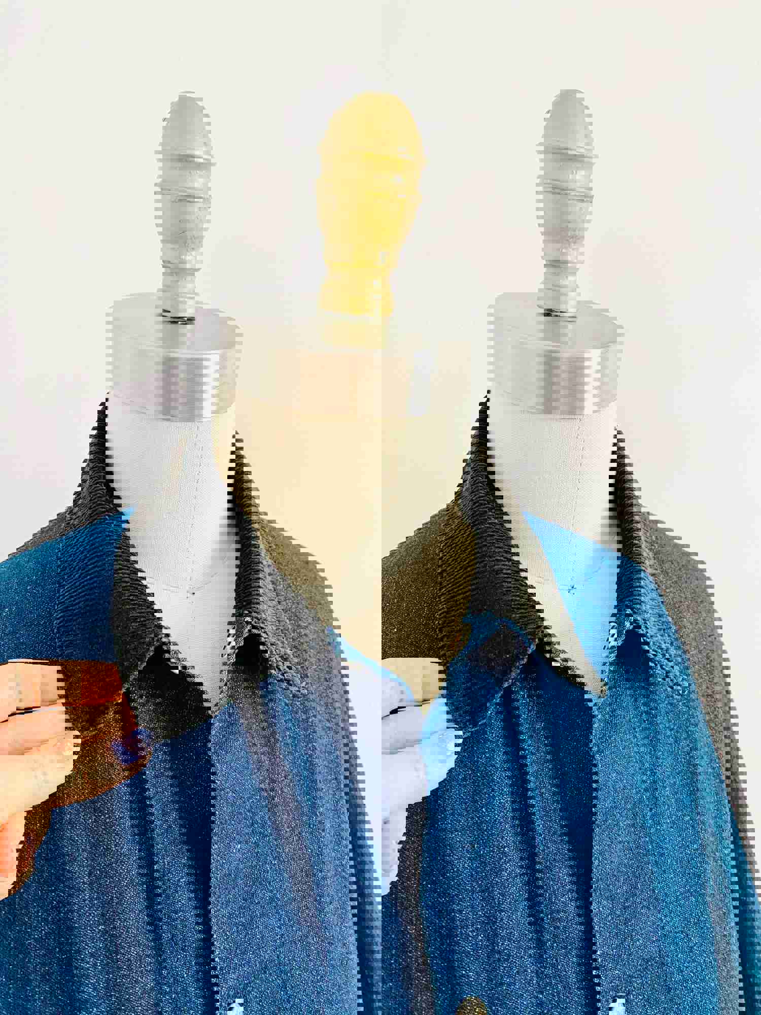 Vintage 1970s Denim Chore Jacket with Corduroy Collar