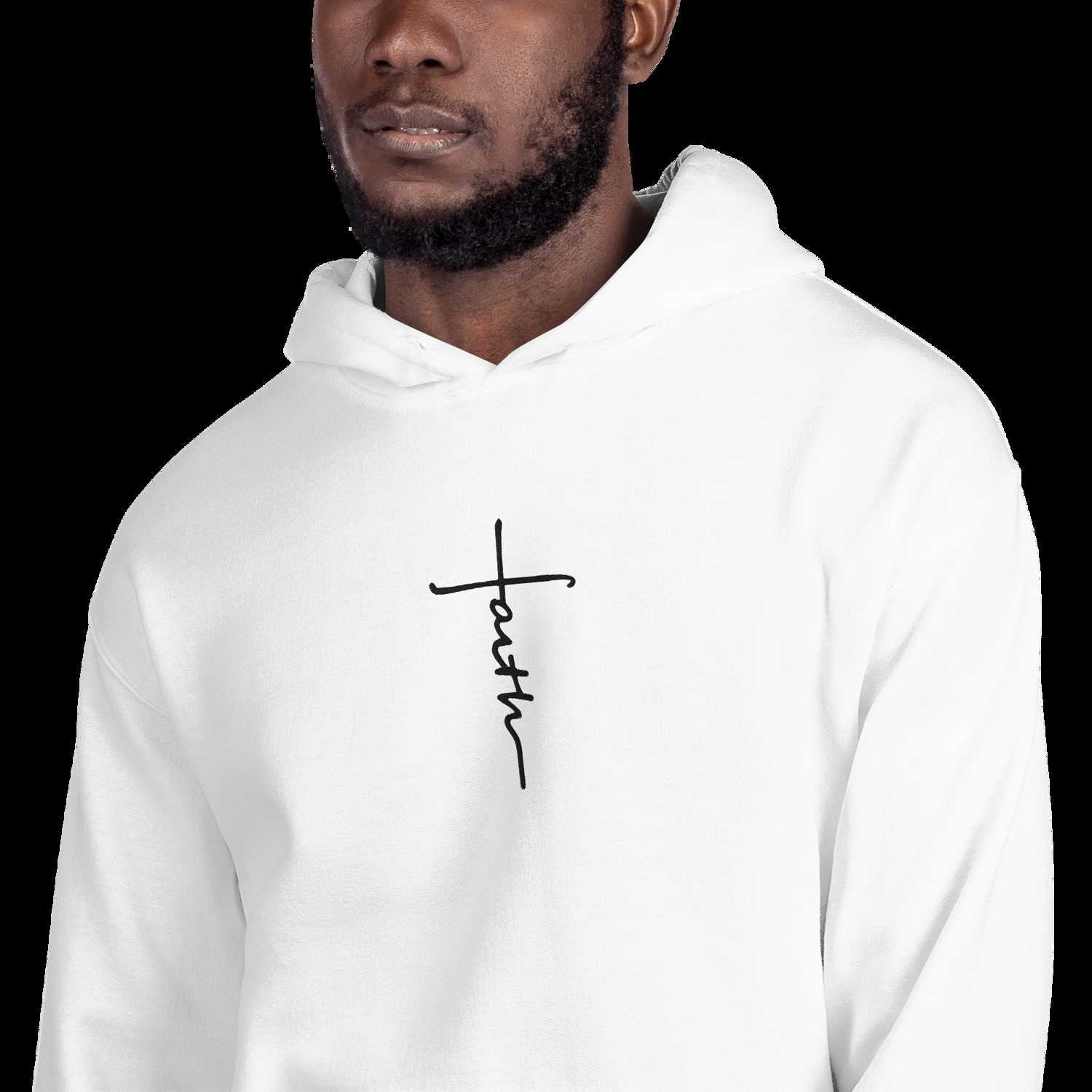 FAITH CROSS Black Stitch (Hebrews 11:1) - EMBROIDERY Unisex Hoodie