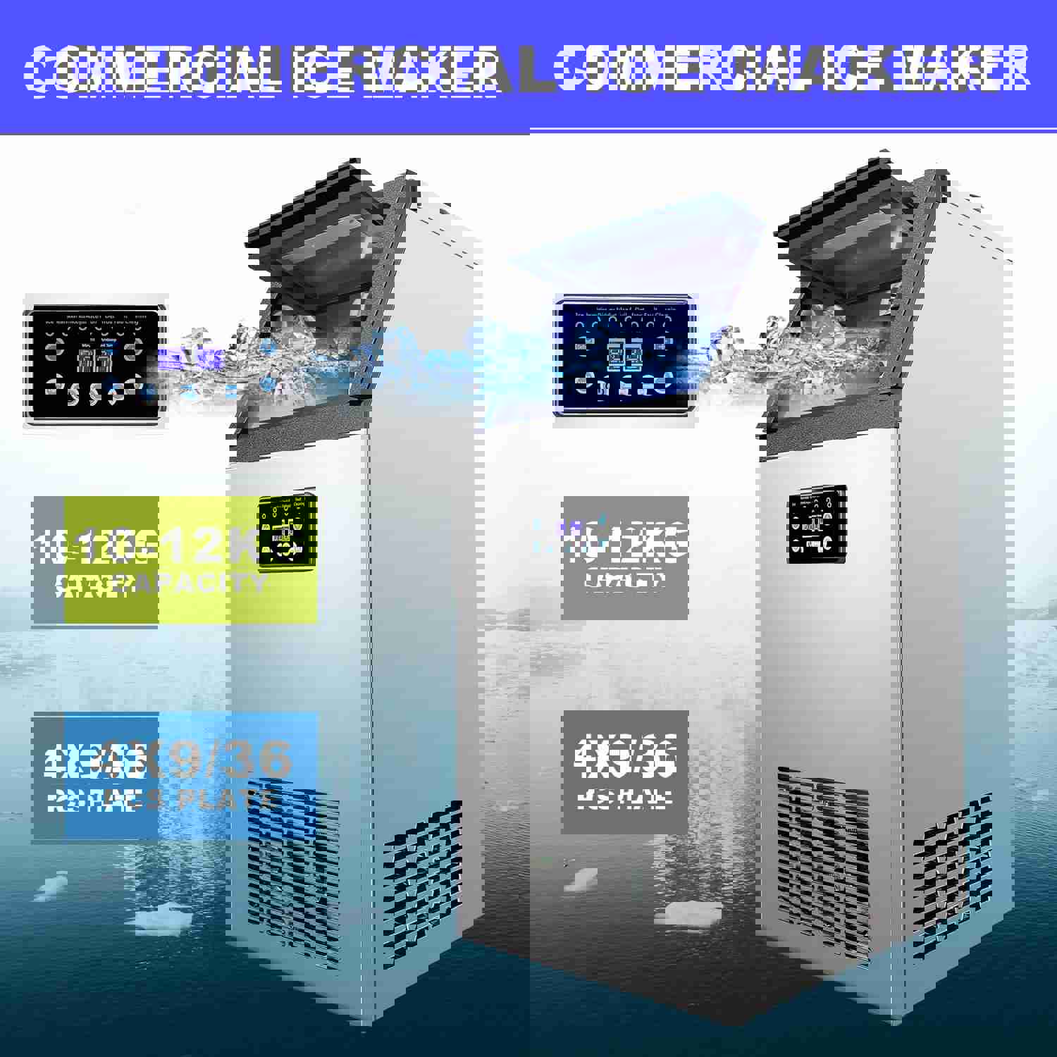 CO-Z Commercial Ice Maker 130LBS Freestanding Stainless Steel Built-in Ice Machine for Restaurant Bar