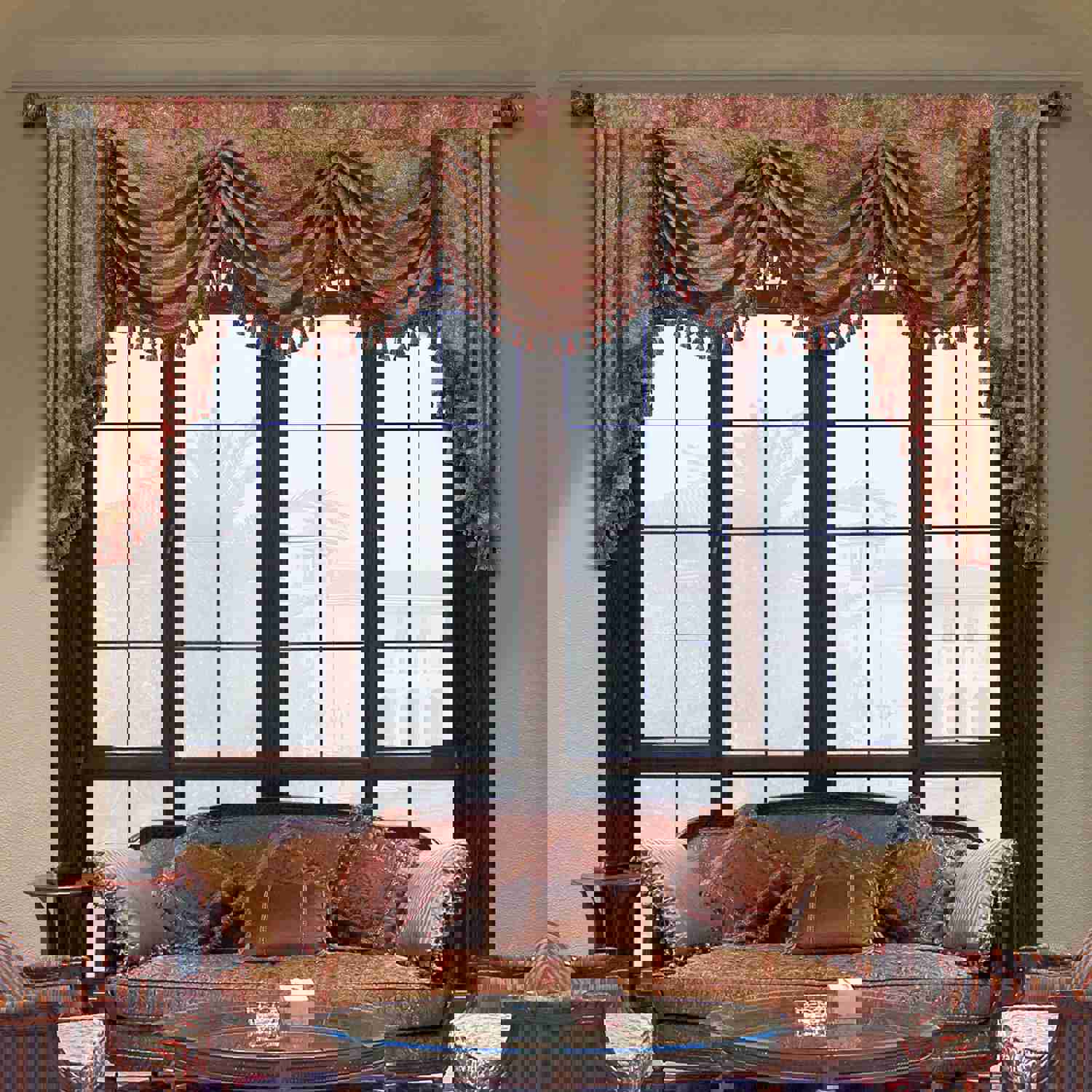 Atina Swag Valance - Vintage Pattern Window Drape