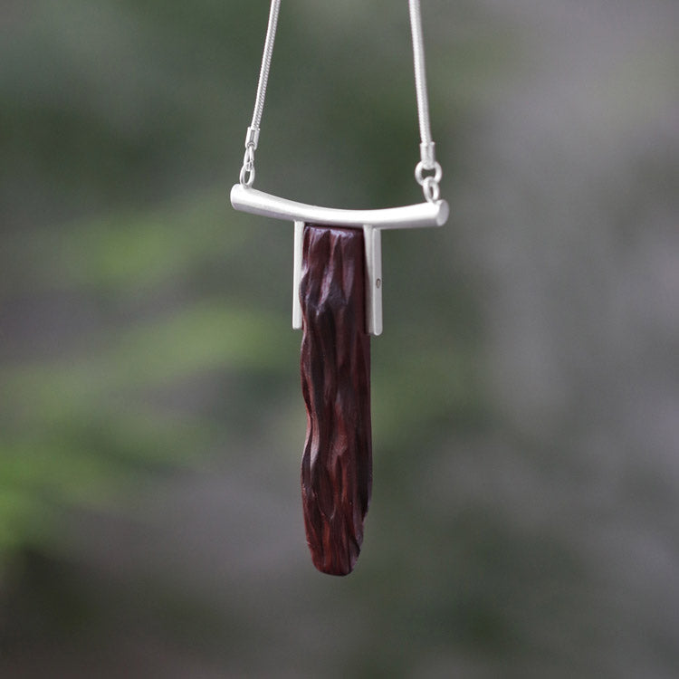 Handmade Rosewood Pendant Long Necklace for Women and Men
