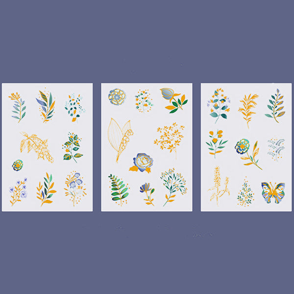 Golden Floral Stickers for Resin Art and Home Decoration (3 Sheets)