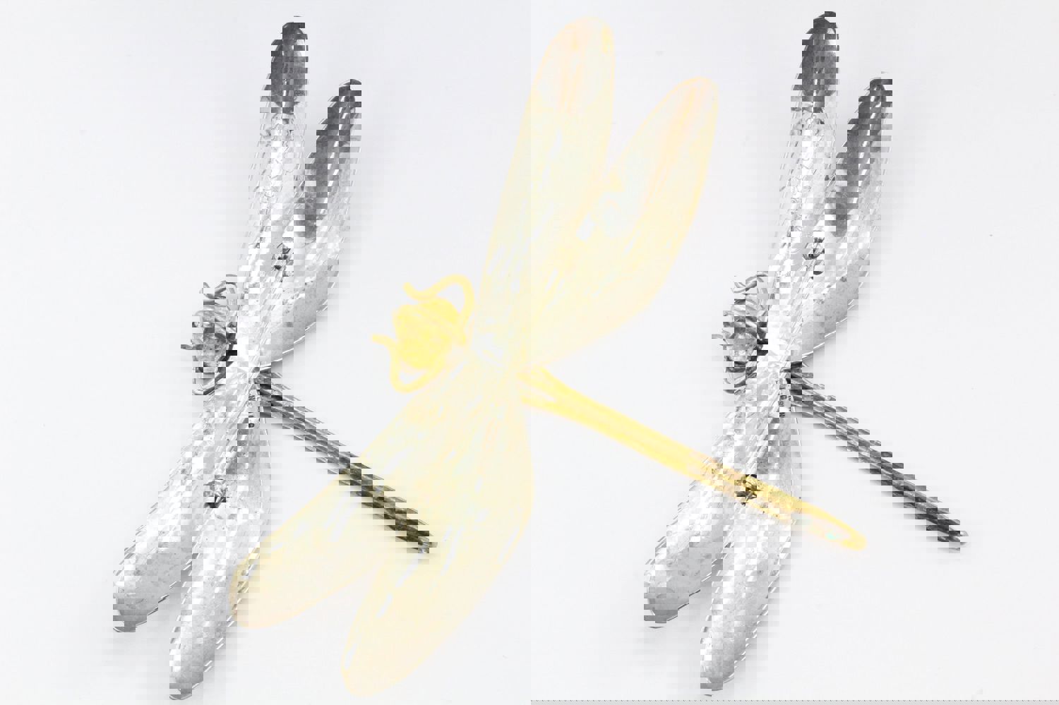 Mixed Metal Sterling Silver & Brass Dragonfly Pendant / Brooch by Courtney