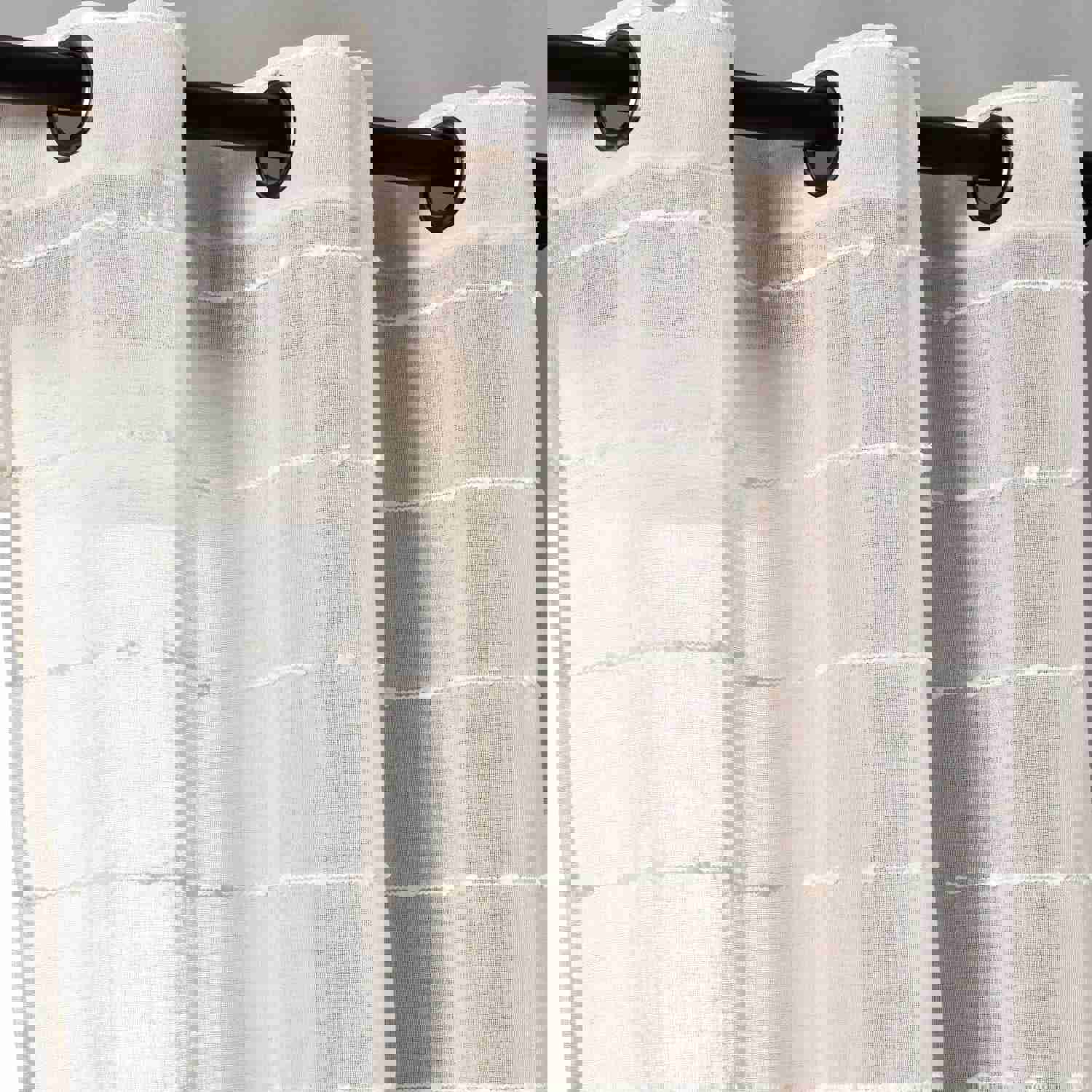 Farmhouse Textured Grommet Sheer Window Curtain Panel Set